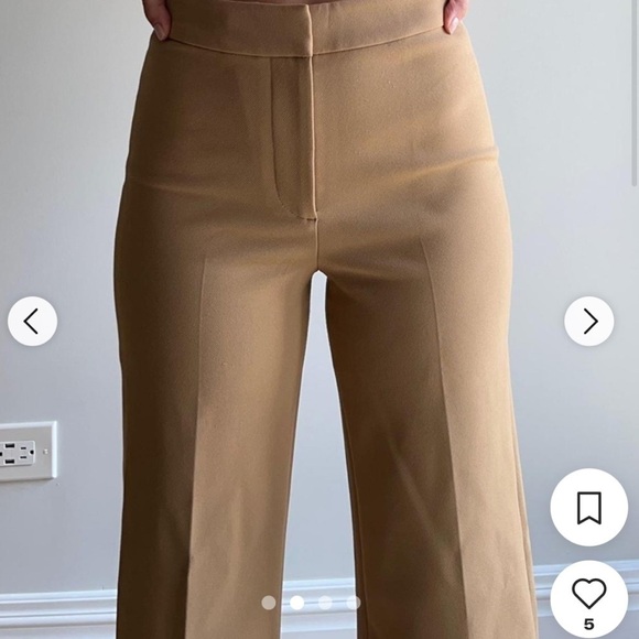 & OTHER STORIES PRESSED CREASED FLARE LEG NEUTRAL TAN TROUSERS SIZE 10 - Picture 4 of 13
